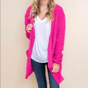 Women’s Zenana Hot Pink Popcorn Cardigan XL